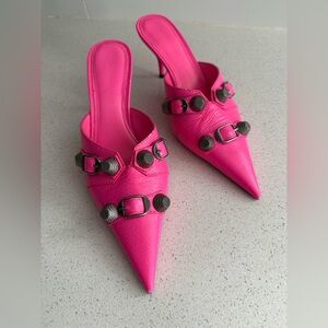 Balenciaga Cagole Leather Kitten Heels Fuchsia Pink Size EU 35 US 5
